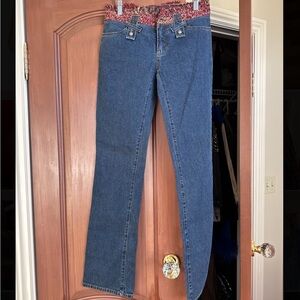D&G Blue Straight Leg Women's Jeans with Red Accents